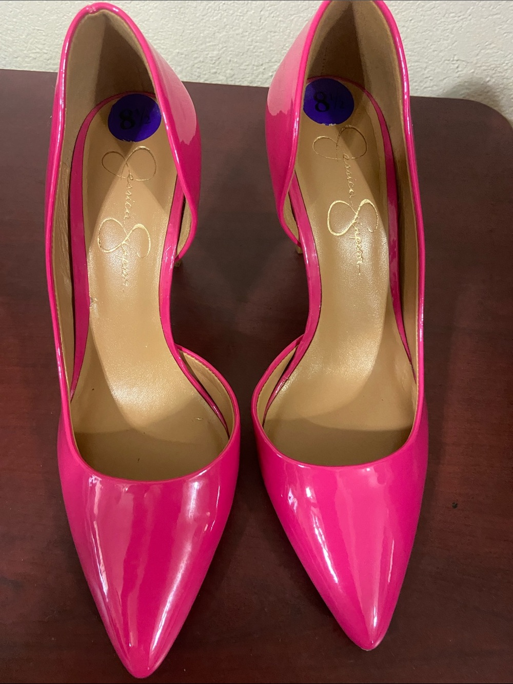 Jessica Simpson Bright Pink Patent Pointed-Toe Pumps